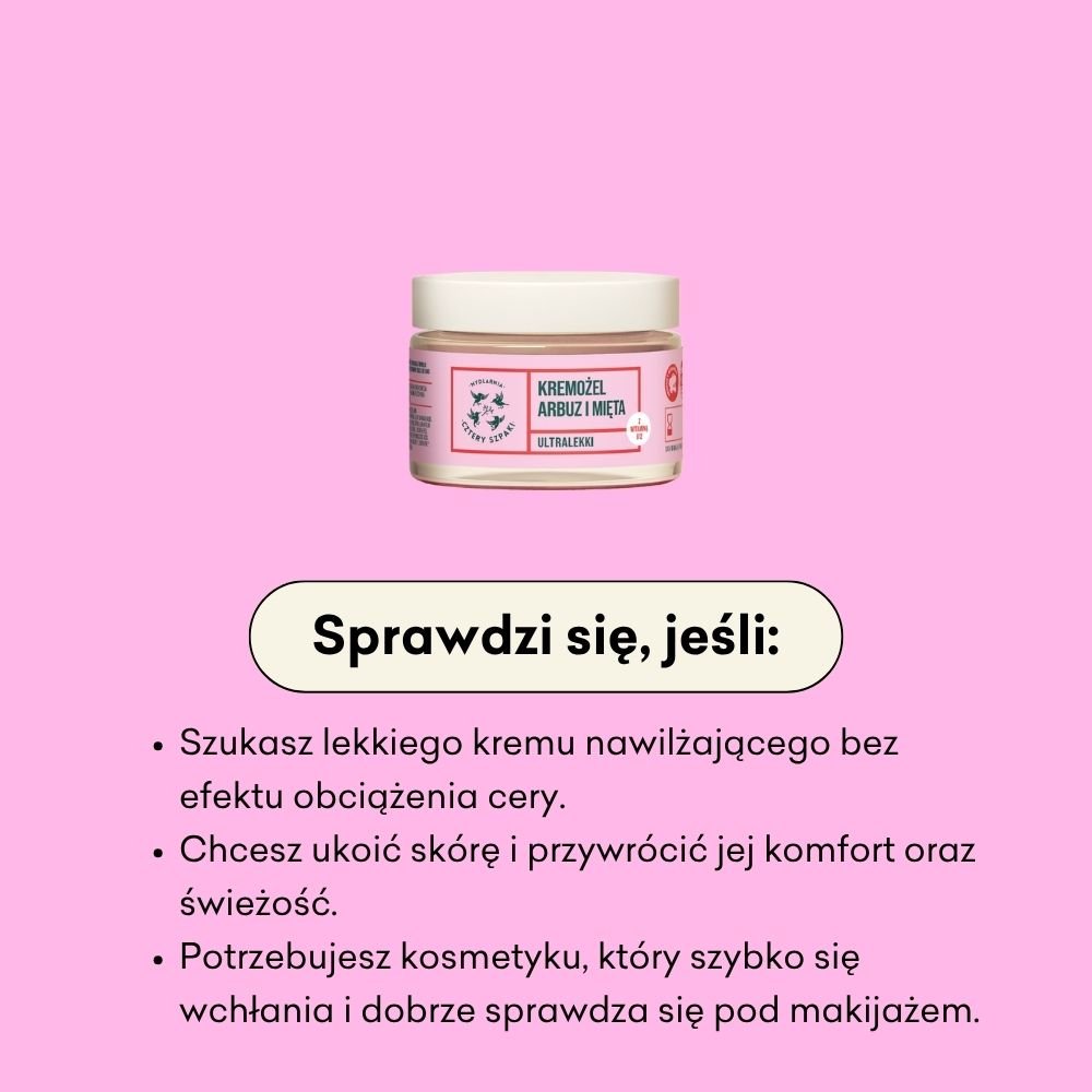 Sprawdzi się, jeśli szukasz lekkiego kremu nawilżającego bez efektu obciążenia cery. 