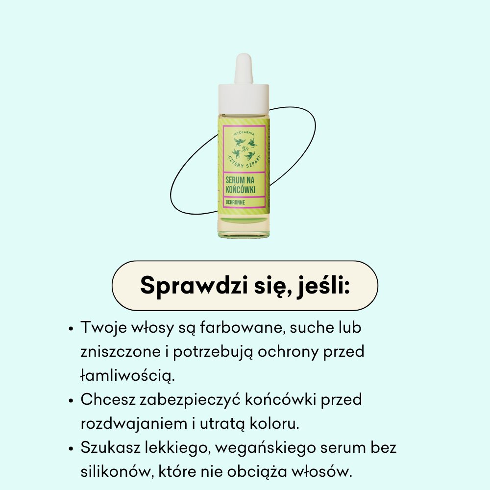 Ochronne serum na końcówki - Leśna Róża, sprawdzi się jeśli twoje włosy są farbowane, suche lub zniszczone i potrzebują ochrony przed łamliwością.