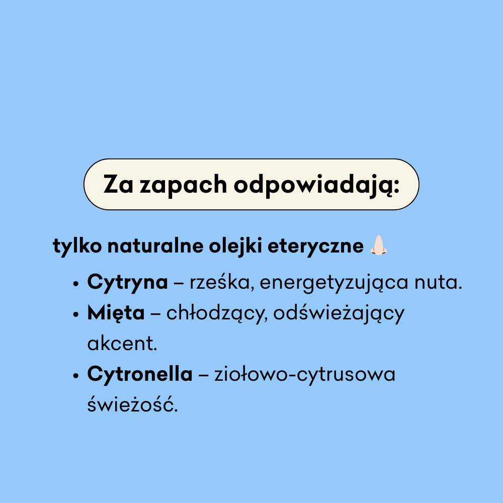 Za zapach mydła odpowiadają olejki eteryczne: cytryna, mięta i cytronella. 