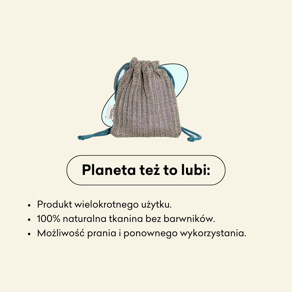 Lniany woreczek - na mydło/szampon w kostce wielokrotnego użytku.