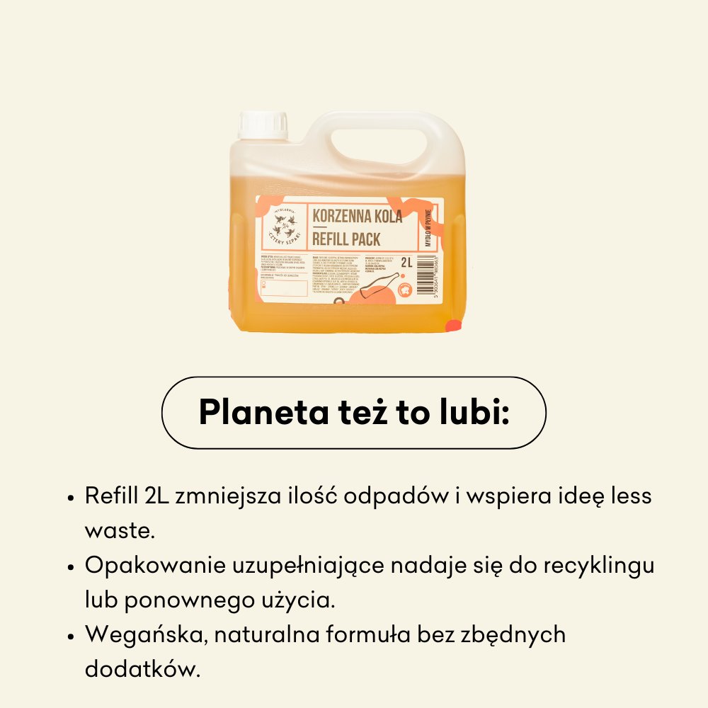 Refill 2 litry zmniejsza ilość odpadów i wspiera ideę less waste.