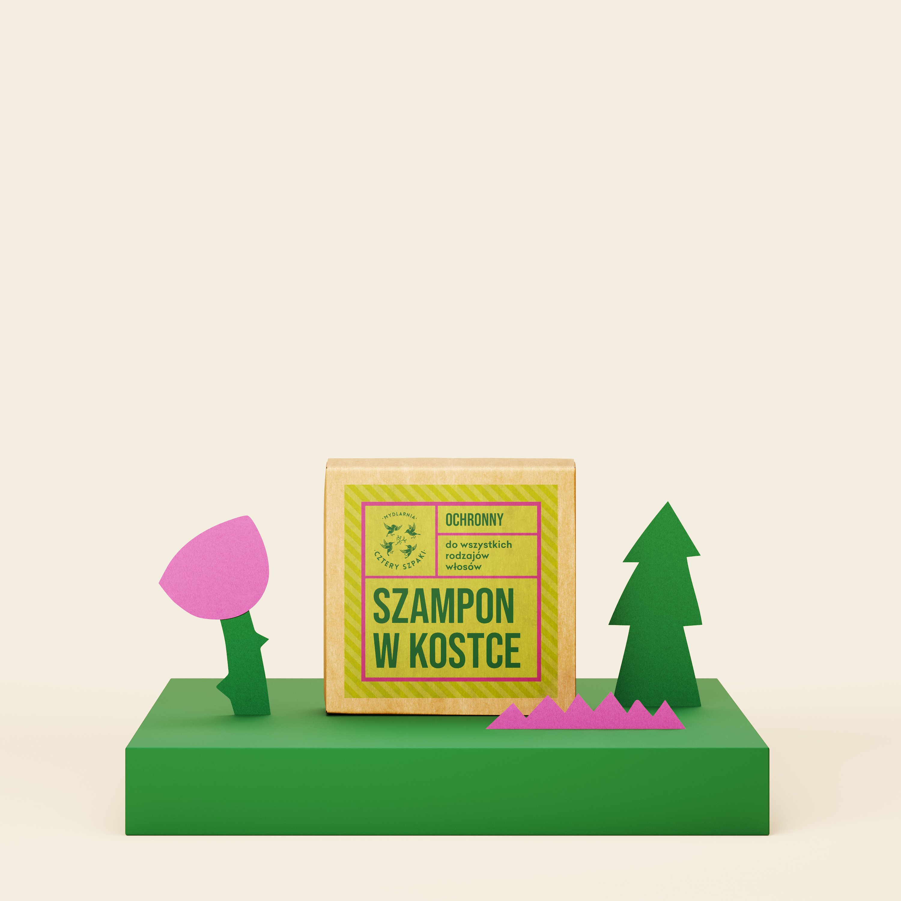 Szampon ochronny w kostce do wszystkich rodzajów włosów w kartonowym opakowaniu, 4 Szpaki
