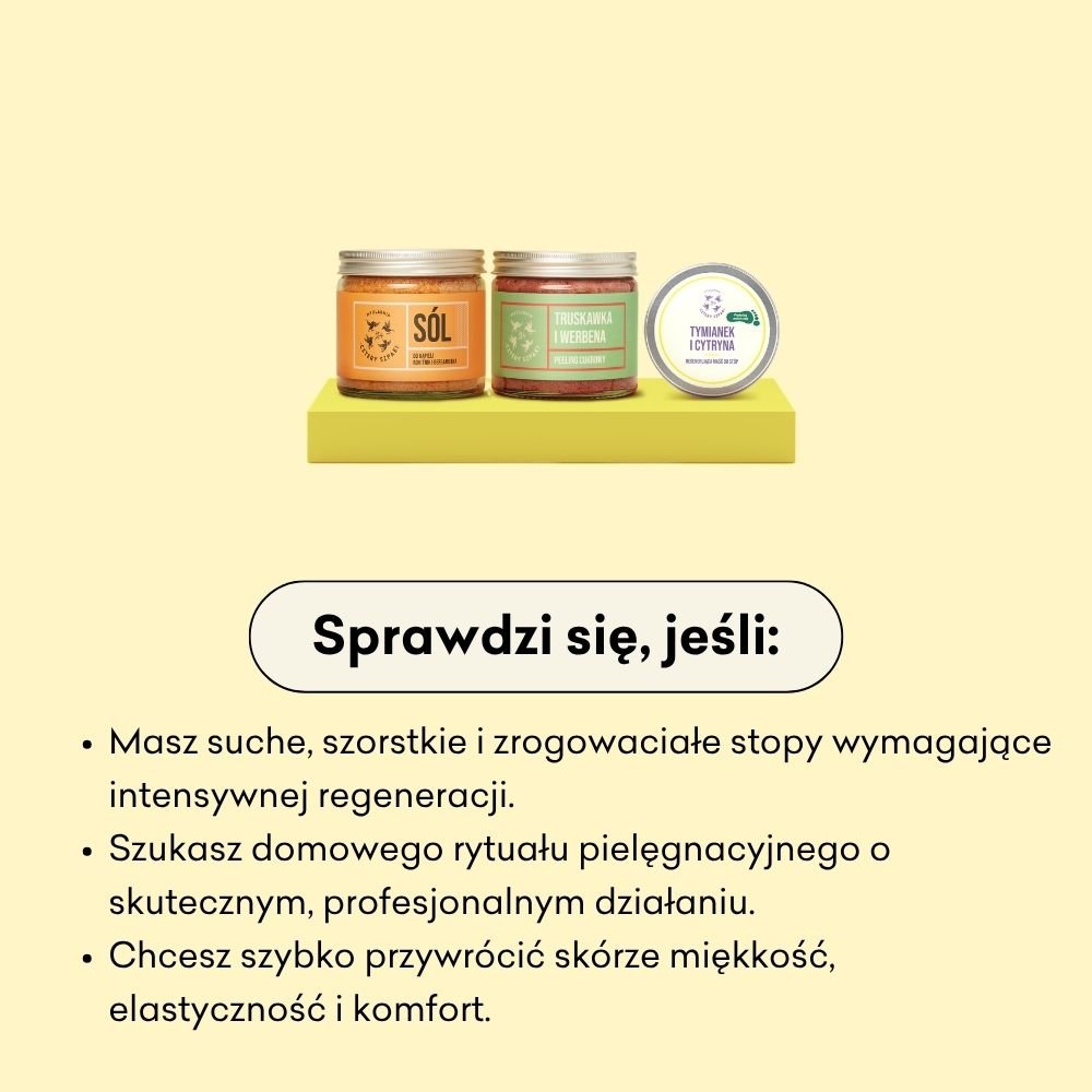 SPA dla stóp set sprawdzi się, jeśli masz suche, szorskie i zrogowaciałe stopy wymagające intenstynej regeneracji. 