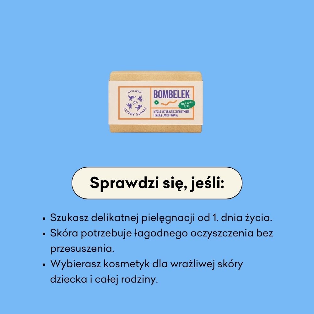 Mydło Bombelek sprawdzi się, jeśli szukasz delikatnej pielęgnacji od 1. dnia życia.