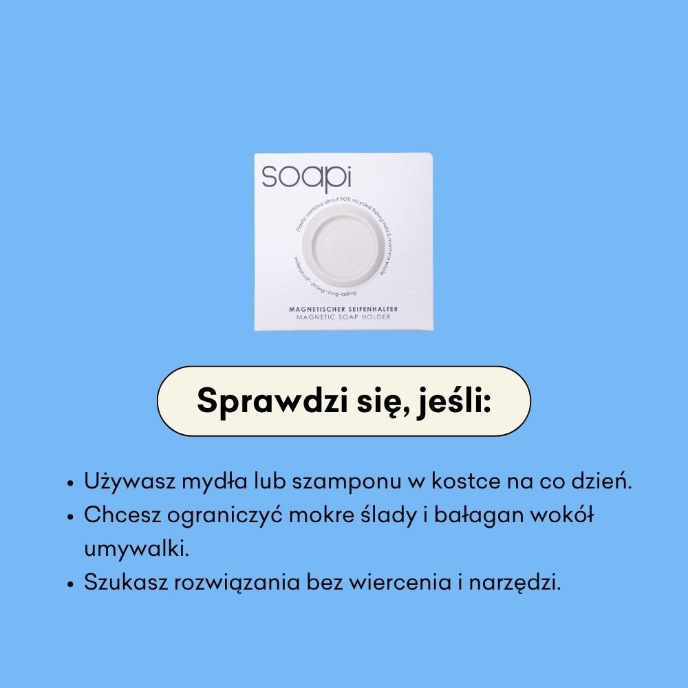 Soapi - magnetyczny uchwyt na mydło i szampon w kostce 