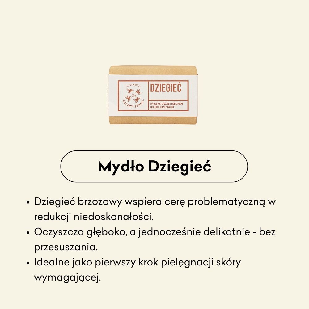 Mydło Dziegieć wspiera cerę problematyczną w redukcji niedoskonałości, oczyszcza głęboko, a jednocześnie delikatnie. 