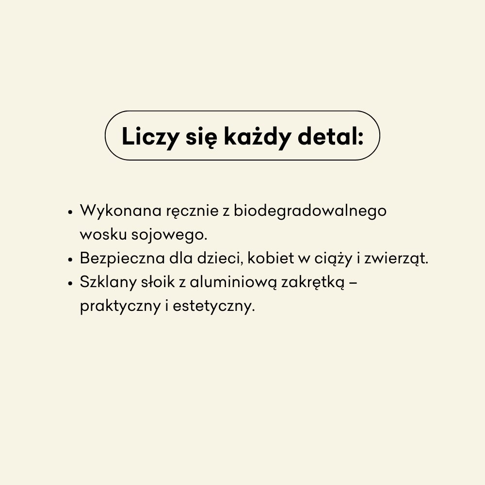 Świeca sojowa Pliszka została wykonana ręcznie z biodegradowalnego wosku sojowego.
