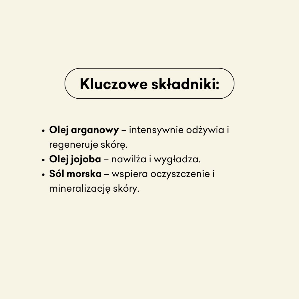 Kluczowe składniki półkuli Korzenna Kola to olej arganowy, olej jojoba i sól morska. 