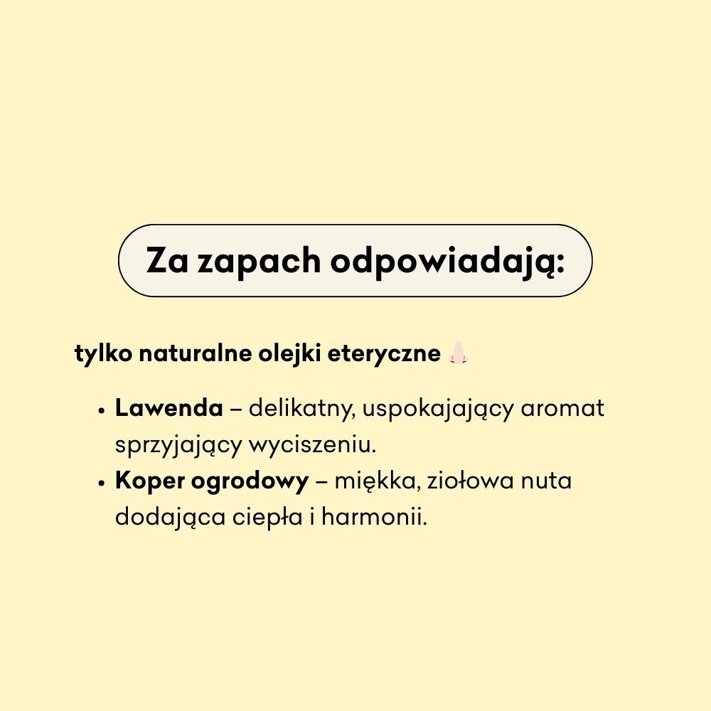 Za zapach szamponu Bombelek odpowiadają naturalne olejki eteryczne - lawenda i koperek ogrodowy. 