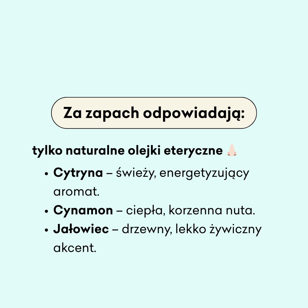 Za zapach półkuli odpowiadają olejki eteryczne: cytryna, cynamon i jałowiec.