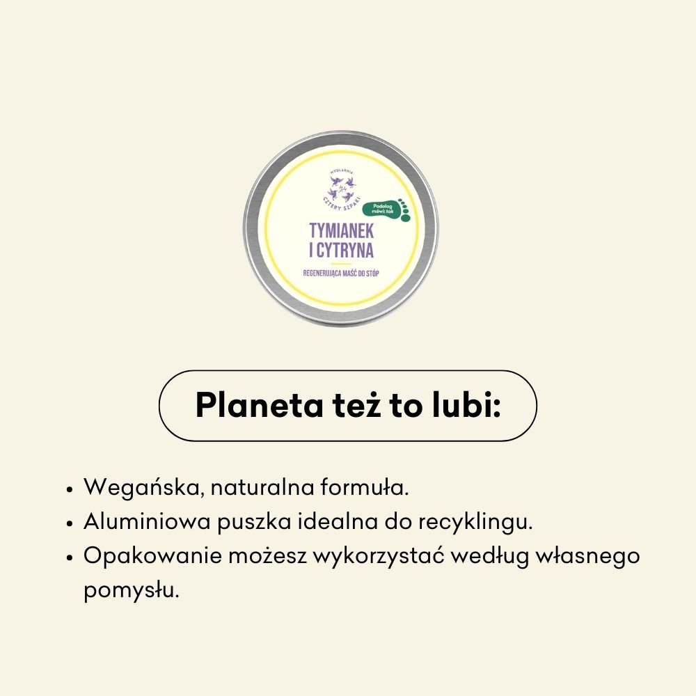 Maść Tymianek i Cytryna to wegańska, naturalna formuła. 