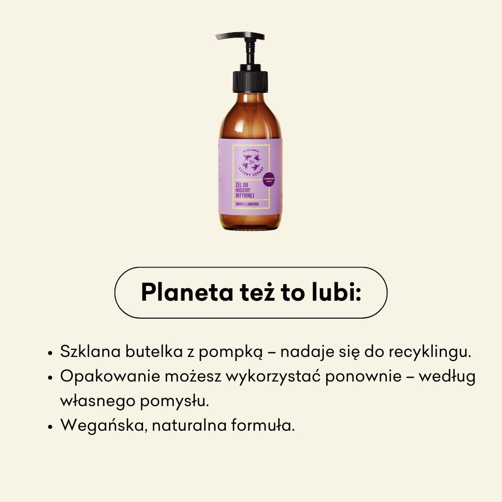 Żel do higieny intymnej Owies i Lawenda to wegańska, naturalna formuła.