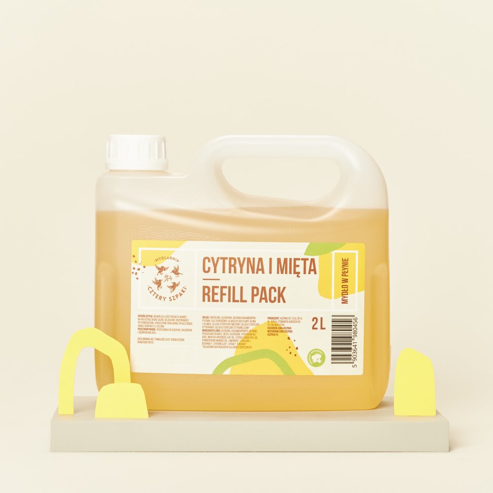 Naturalne mydło w płynie w dwulitrowym opakowaniu typu refill Cytryna i Mięta