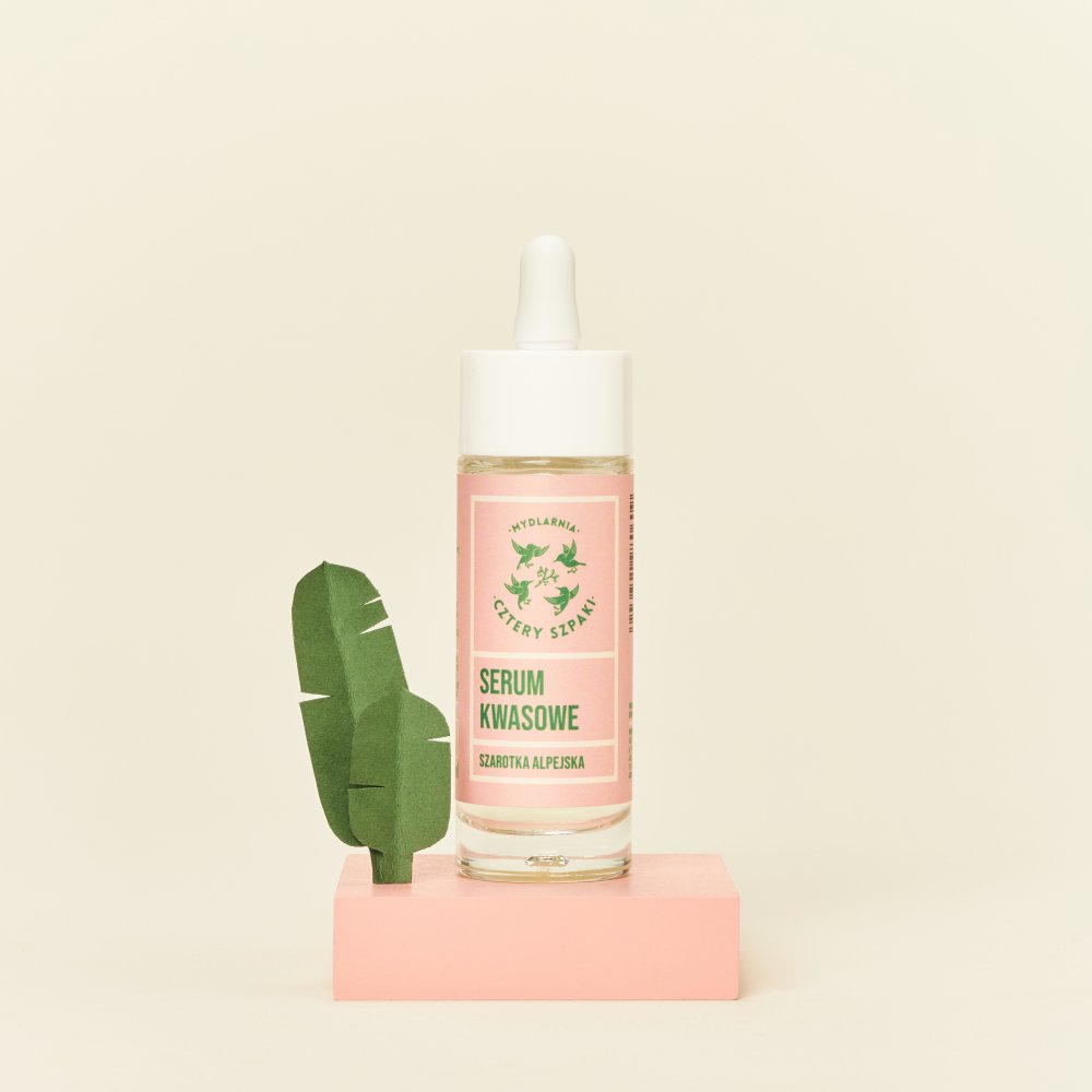 Serum kwasowe do twarzy Szarotka Alpejska w szklanej butelce z pipetą 30 ml