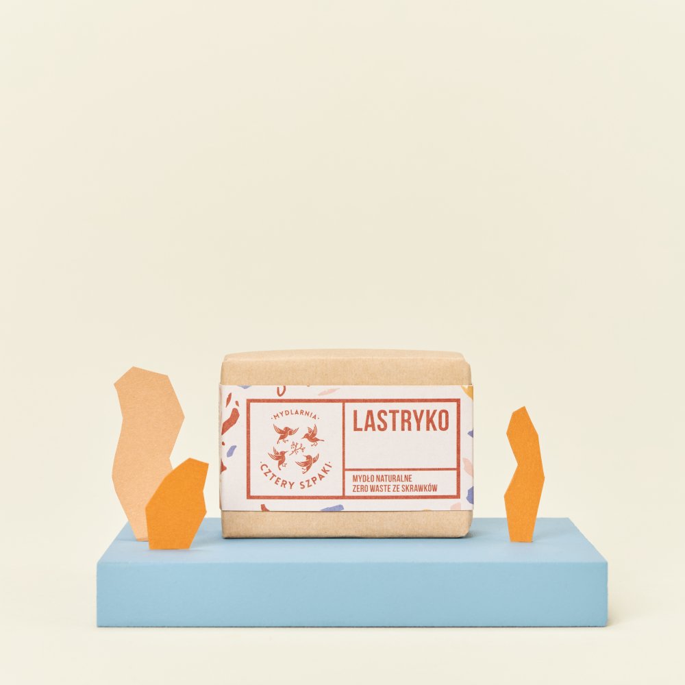 Mydło naturalne zero waste ze skrawków Lastryko w papierowym opakowaniu, 4 Szpaki