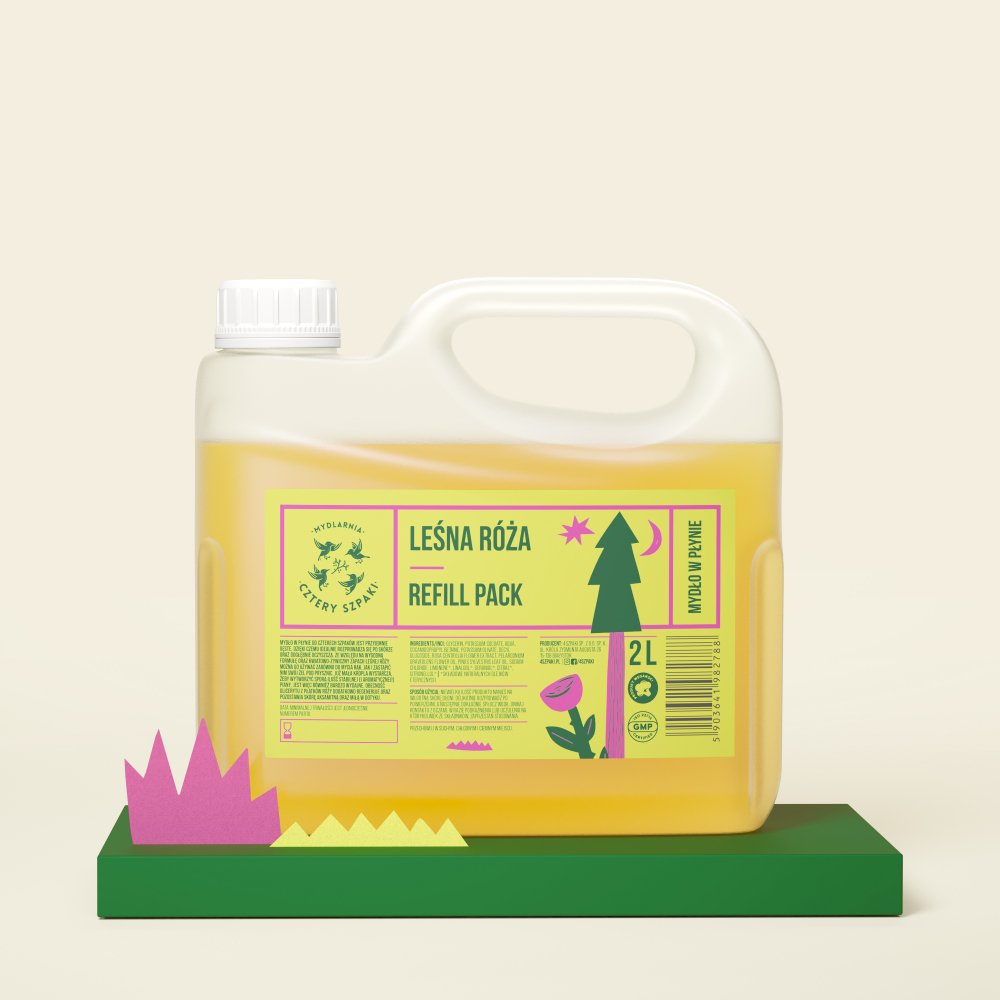 Naturalne mydło w płynie w dwulitrowym opakowaniu typu refill Leśna Róża