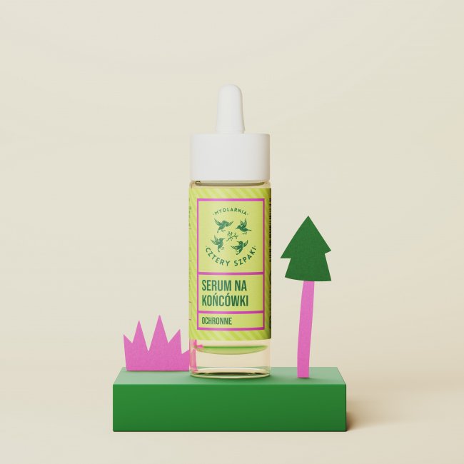 Ochronne serum na końcówki Leśna Róża w szklanej butelce z pipetą, 4 Szpaki