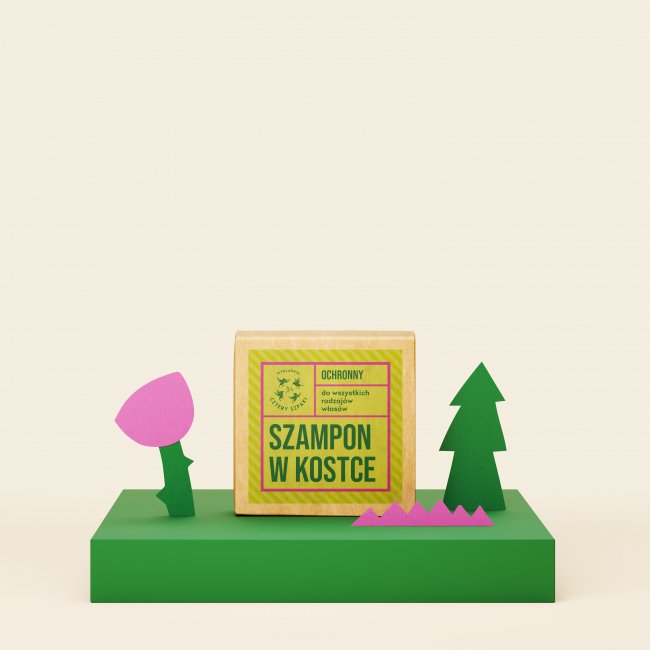 Szampon ochronny w kostce do wszystkich rodzajów włosów w kartonowym opakowaniu, 4 Szpaki
