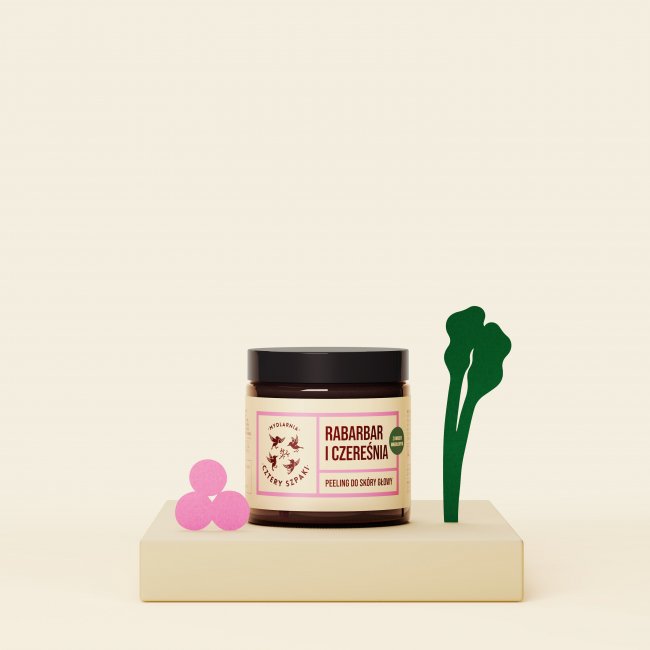 Peeling do skóry głowy z kwasem migdałowym - Rabarbar i czereśnia 120 ml.